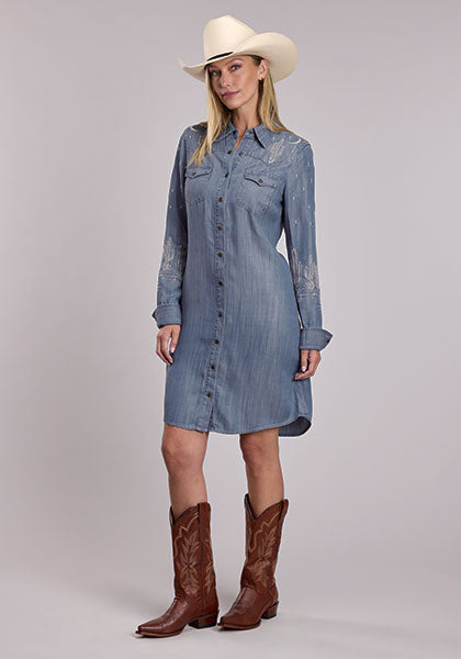 Stetson Embroidered Denim Shirt Dress – Wildfire Mercantile