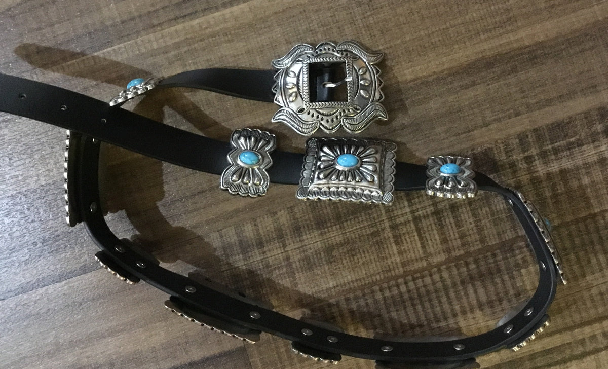 Kamberley Turquoise Concho Leather Belt