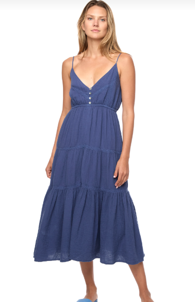 Daphne Lace Trim Indigo Cotton Dress Wildfire Mercantile Daphne Lace Trim Indigo Cotton Dress Wildfire Mercantile