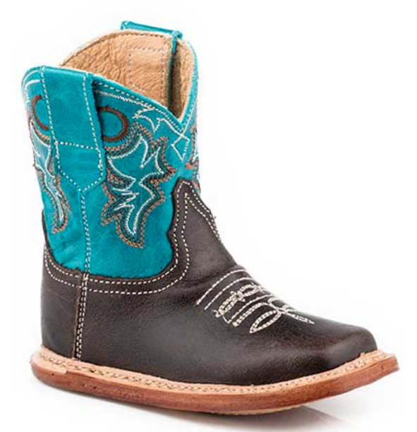Roper Cowbabies Infants Turquoise & Brown Leather Boots – Wildfire ...