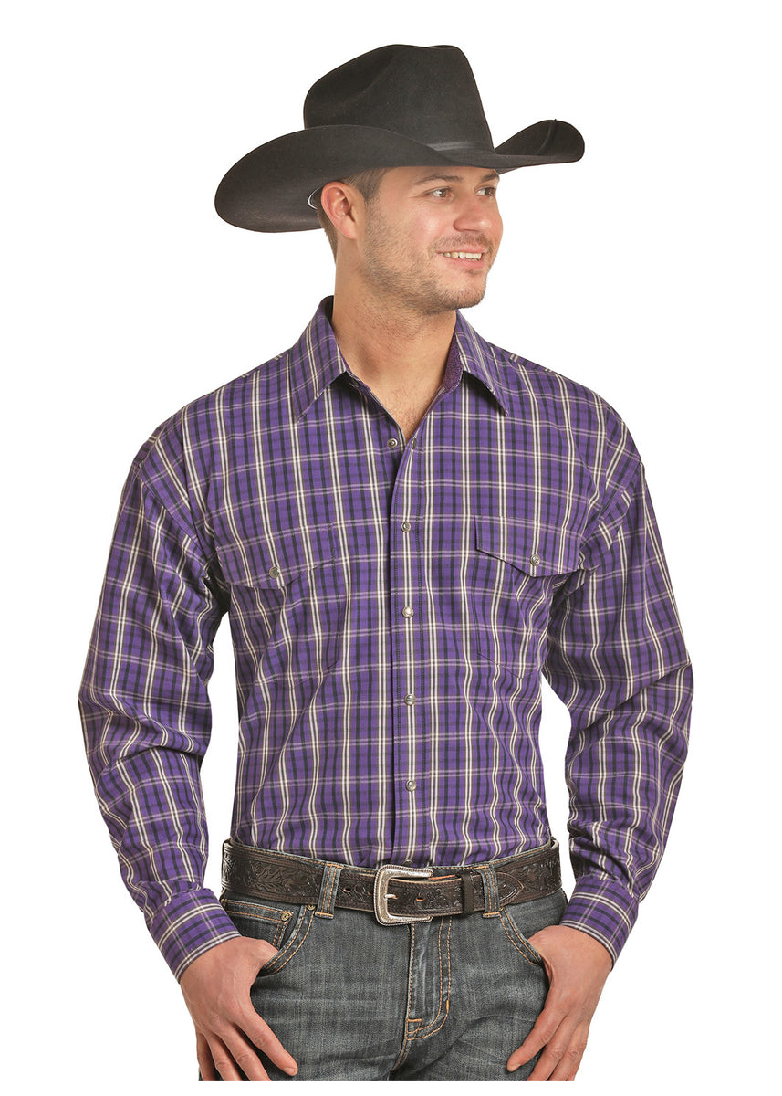 Panhandle Men's Purple Plaid Long Sleeve Snap Shirt – Wildfire Mercantile