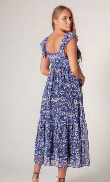 Lavender Brown Navy Blue Floral Maxi Dress  Wildfire Mercantile