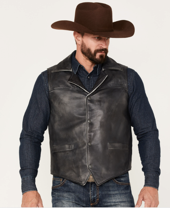 Men's Cripple Creek Black Leather Moto Vest – Wildfire Mercantile