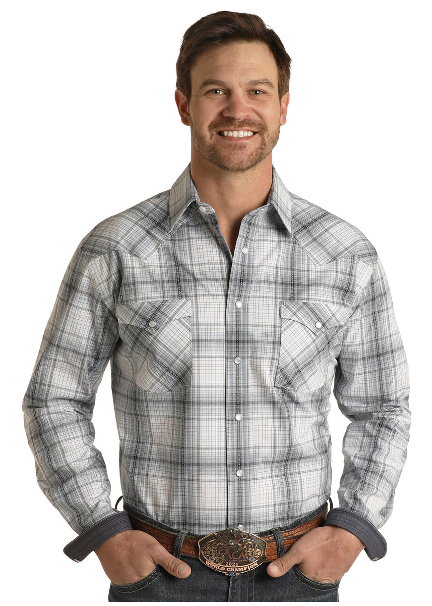 Men's Rough Stock Long Sleeve Plaid Snap Shirt – Wildfire Mercantile